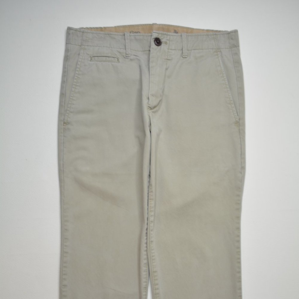 Gap Sz 29 x 27 Boys LIVED IN STRAIGHT Tan COTTON Khaki CHINO Trouser Dress PANTS - Picture 2 of 9